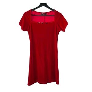 Y2K No Boundaries Red Velvet Babydoll Dress Vintage Romantic Size Extra Large